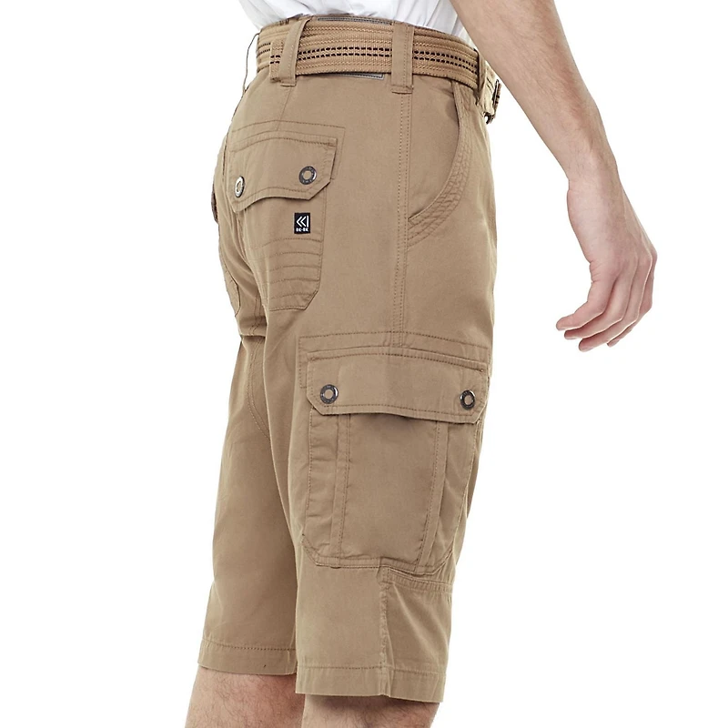 Dark Black Men's Belted Cargo Capri Short