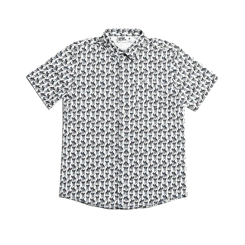 Chemise imprimée manches coutes pour homme Dark Black