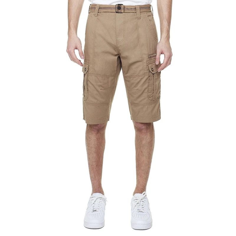 Dark Black Men's Belted Cargo Capri Short