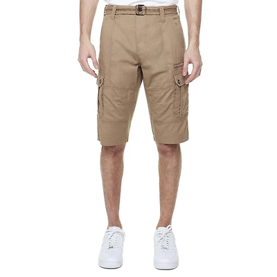 Dark Black Men's Belted Cargo Capri Short