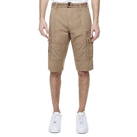 Dark Black Men's Belted Cargo Capri Short