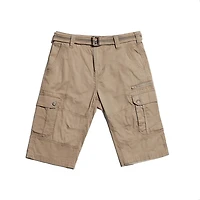 Dark Black Men's Belted Cargo Capri Short