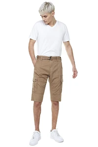 Dark Black Men's Belted Cargo Capri Short