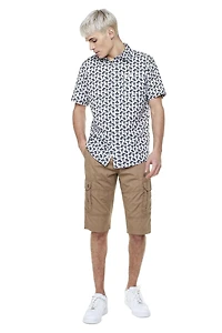 Chemise imprimée manches coutes pour homme Dark Black