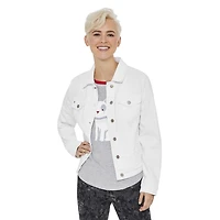 LOVE Ellen DeGeneres Veste en jean brodée blanche
