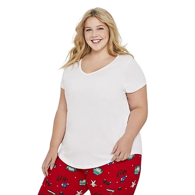 T-shirt à manches courtes avec encolure en V George Plus pour femmes