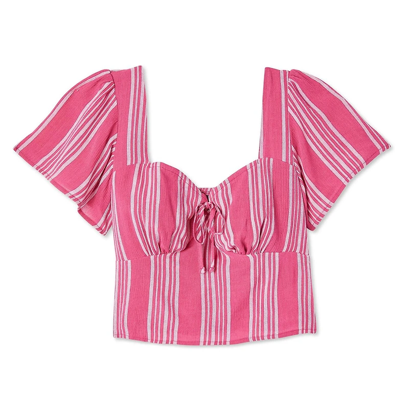 No Boundaries Women's Flutter Sleeve Top