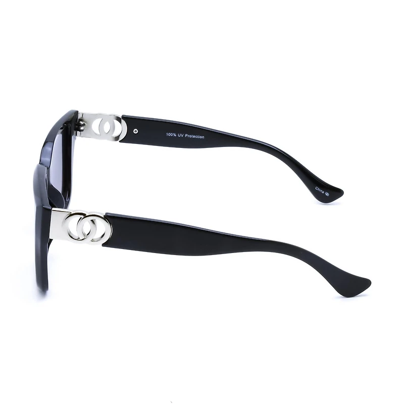 Time & Tru Black and Silver Polarized Square Sunglasses
