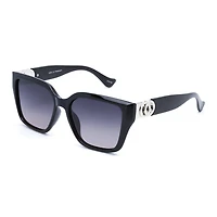 Time & Tru Black and Silver Polarized Square Sunglasses
