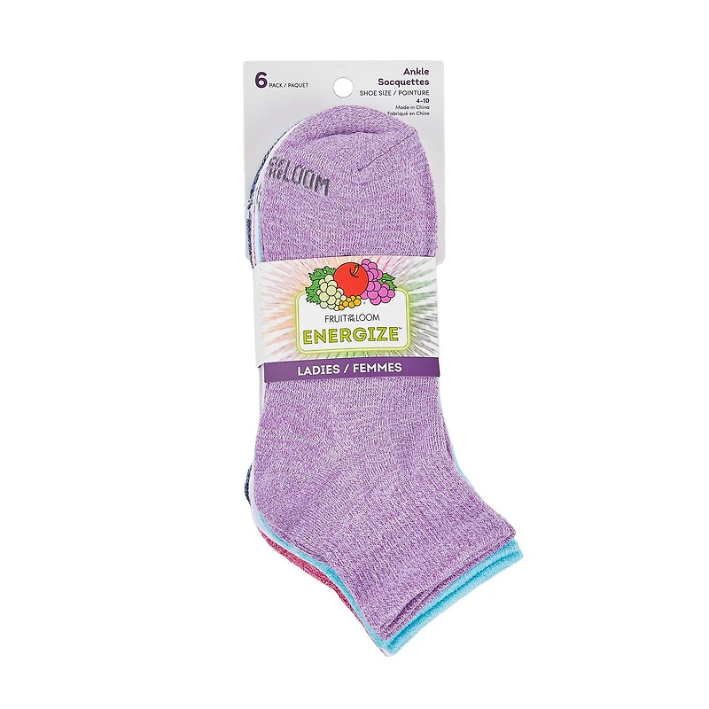 Fruit of the Loom Women’s Ankle Socks 6-Pack – Comfortable Stretch Everyday Socks