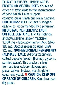 Equate Wild Salmon & Fish Oils 1000mg 180 EPA/120 DHA