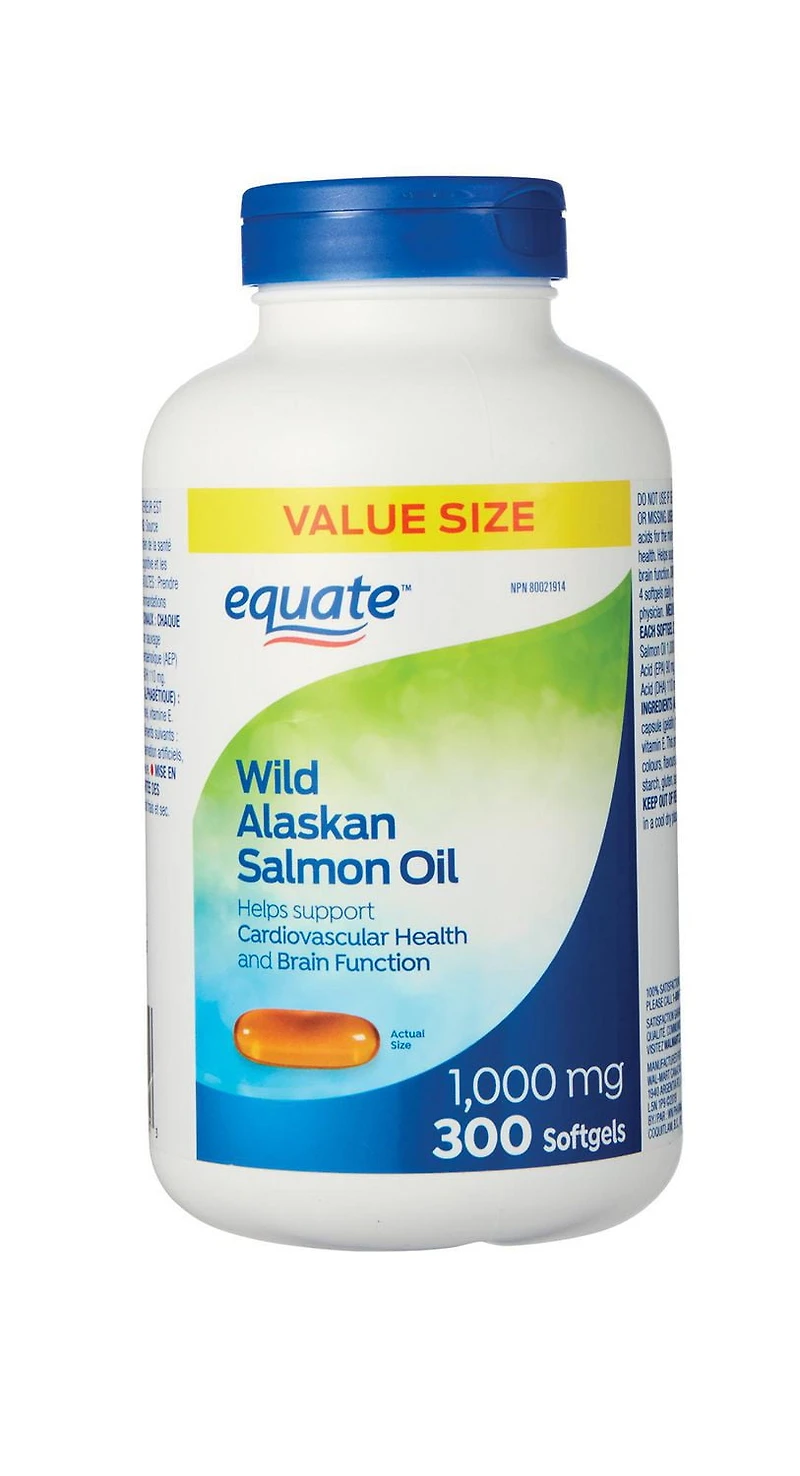 Equate Huile de saumon sauvage d’Alaska 1000mg