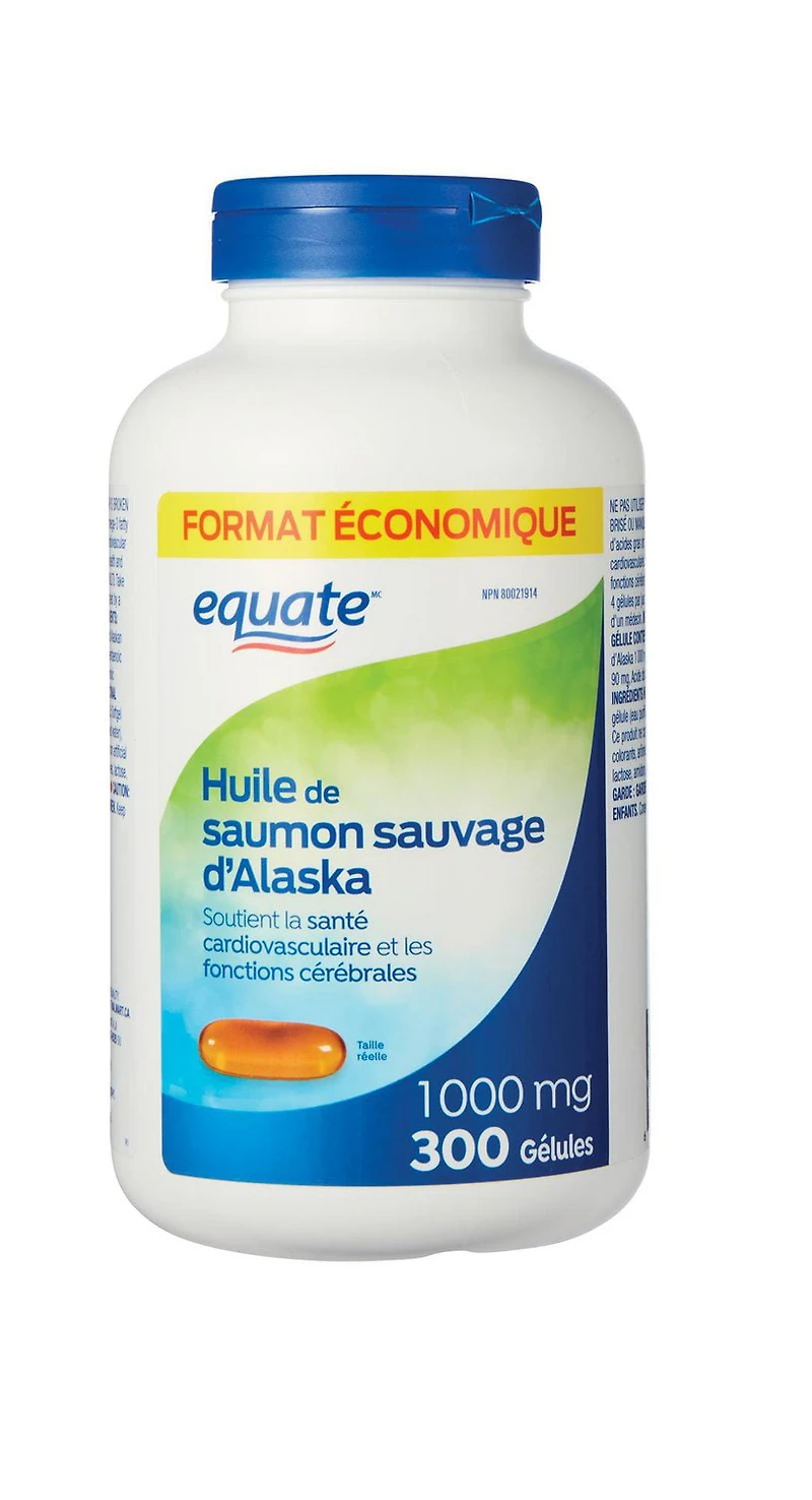 Equate Huile de saumon sauvage d’Alaska 1000mg