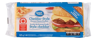 Great Value Cheddar-Style Process Light Cheese Product, 44 slices (825 g)