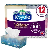 Royale Velour Facial Tissue, 12 Flat Boxes, 88 Tissues per box