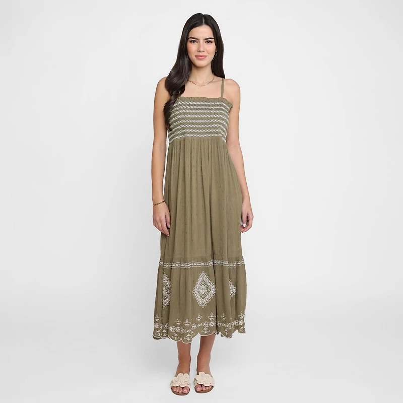 Devoted, Embroidered Maxi Dress, Sizes XS-XL