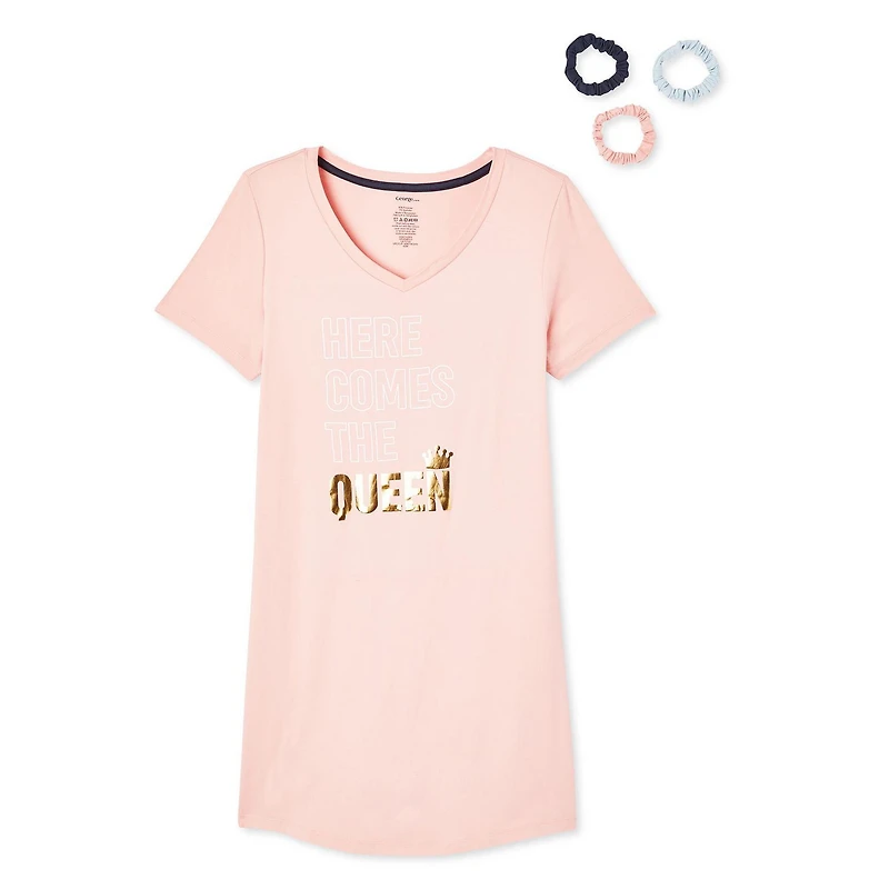 George Women's Nightshirt and Scrunchie 4-Piece Set