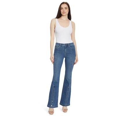 Sofia Jeans by Sofia Vergara Women's Melisa Flare Front Seam with Buttons Jeans