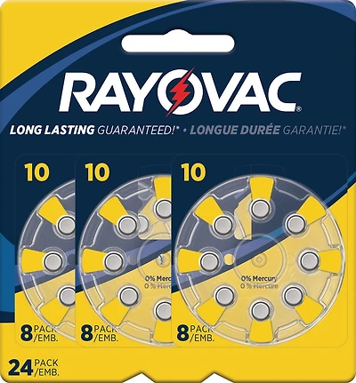 Paquet de 8 piles d'appareil auditif Rayovac format 312 ROV HAB 312 - paquet de 8