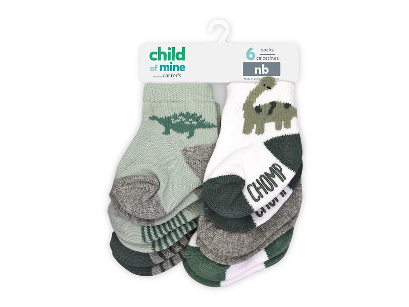 Child of Mine by Carter's 6pk Boys Dino Crew Chaussettes