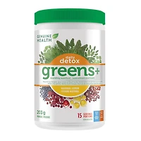 Genuine Health Greens+ Detox Superfood Greens Powder Natural Lemon flavour, 15 servings, 203g, Antioxidants and Polyphenols for daily liver and kidney toxin cleanse, non-GMO