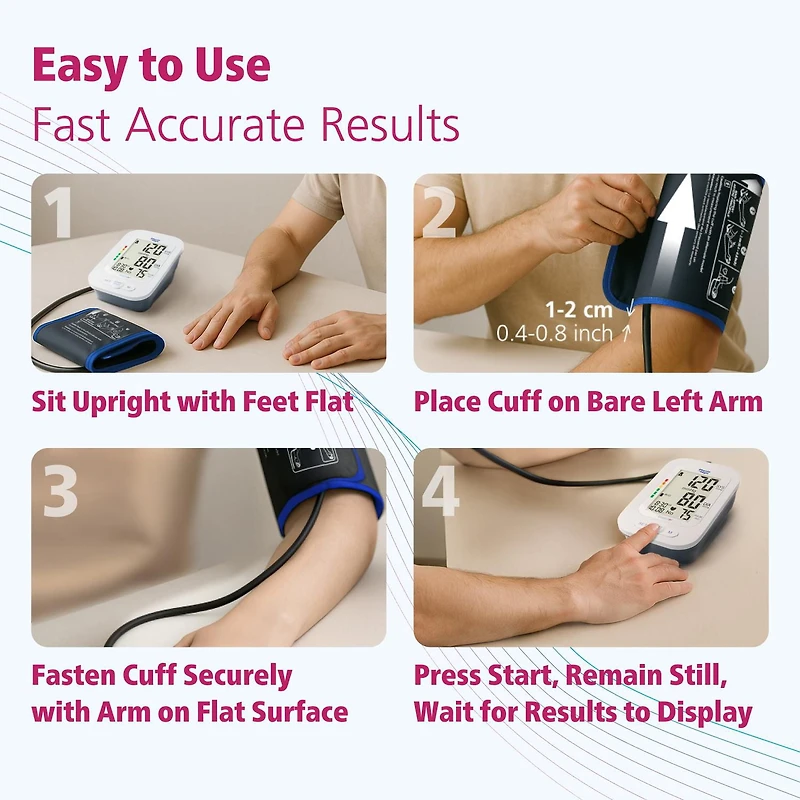 Physio Logic Essentia+ Clinically Accurate, Affordable Blood Pressure Monitor for Home Use, Easy 1-Touch Operation, Premium XL Display, 2-User, 120 Readings, Wide Cuff (22–42 cm), Compact Carry Case
