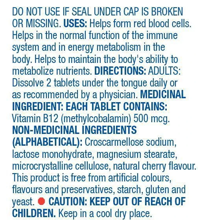 Equate Vitamin B12 Natural Cherry Flavour