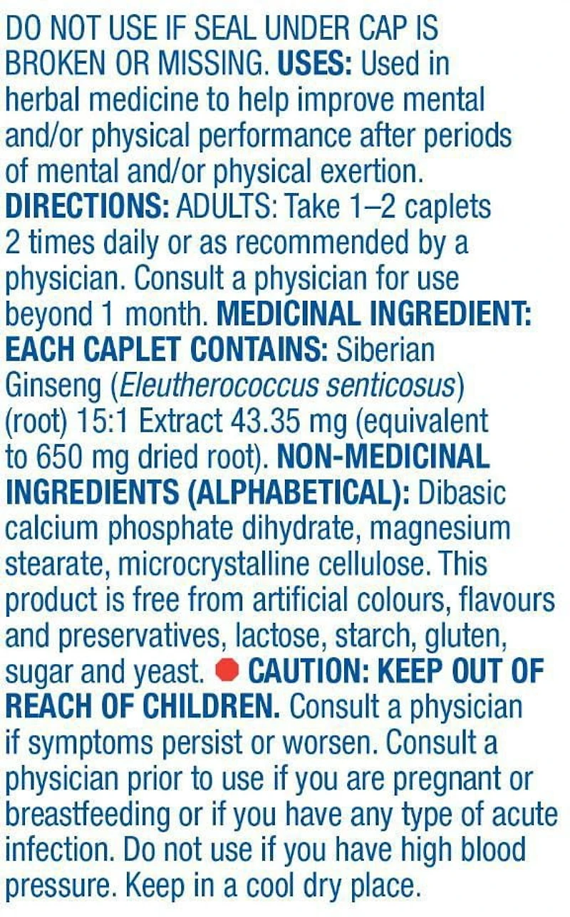 Equate Siberian Ginseng 650 mg