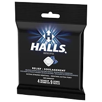 HALLS, pastilles au menthol extrafort, pastilles, apaise le mal de gorge, mentho-lyptus 4 emballages de 9 pastilles