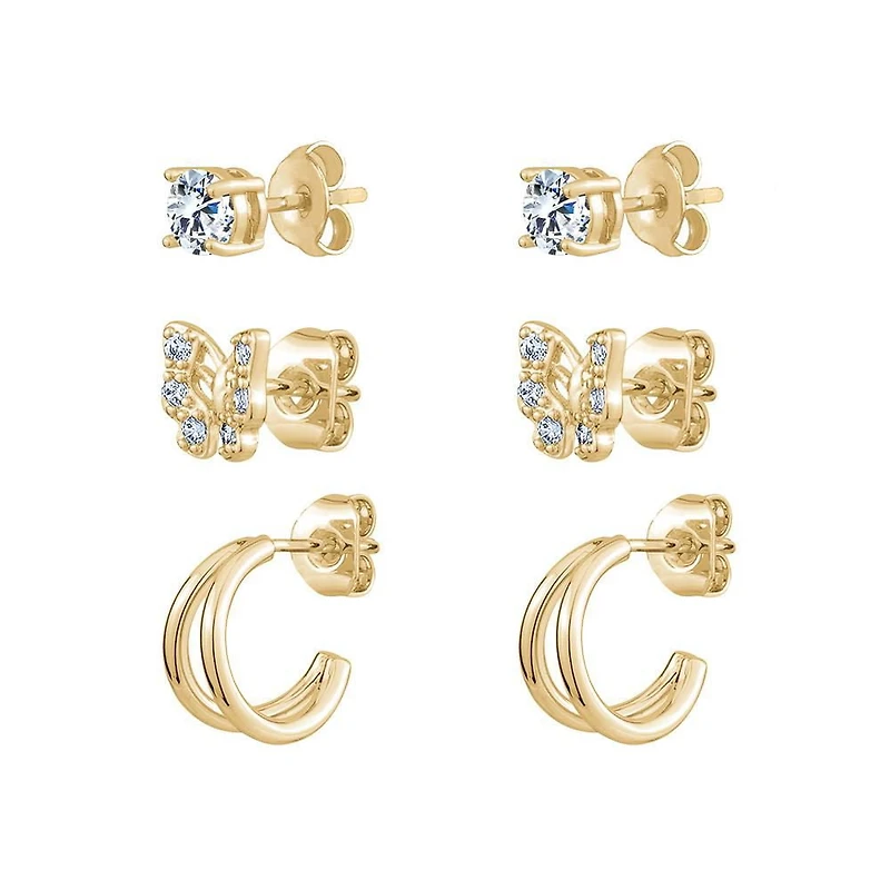 Luxury Designs Gold-plated earring Trio