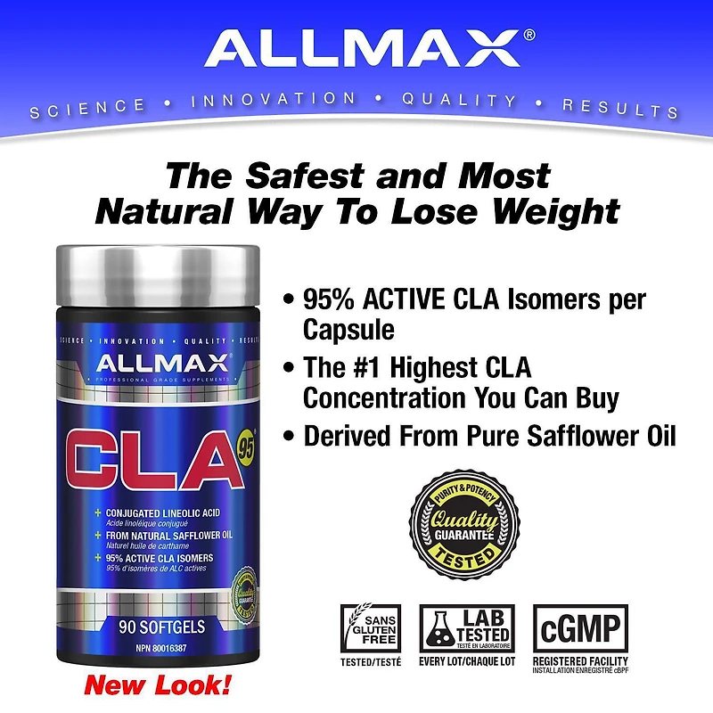 Gélules Acide linoléique conjugué CLA 95 d'ALLMAZ 90 gélules