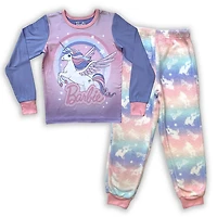 barbie Girls 2 pc pajama set includes crewneck long sleeve top and  full length matching pants with elastic band waist