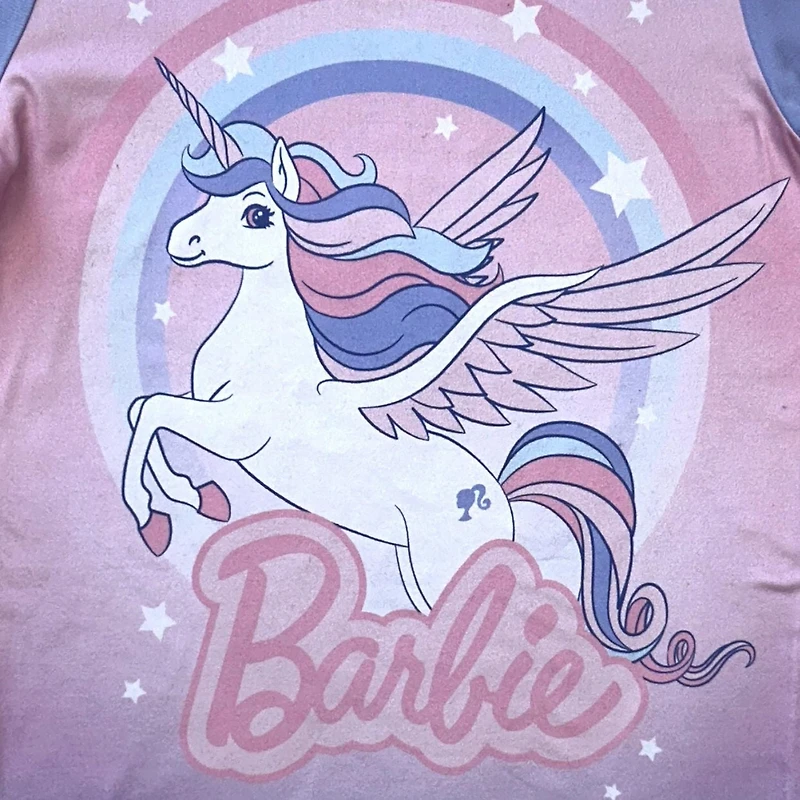 barbie Girls 2 pc pajama set includes crewneck long sleeve top and  full length matching pants with elastic band waist