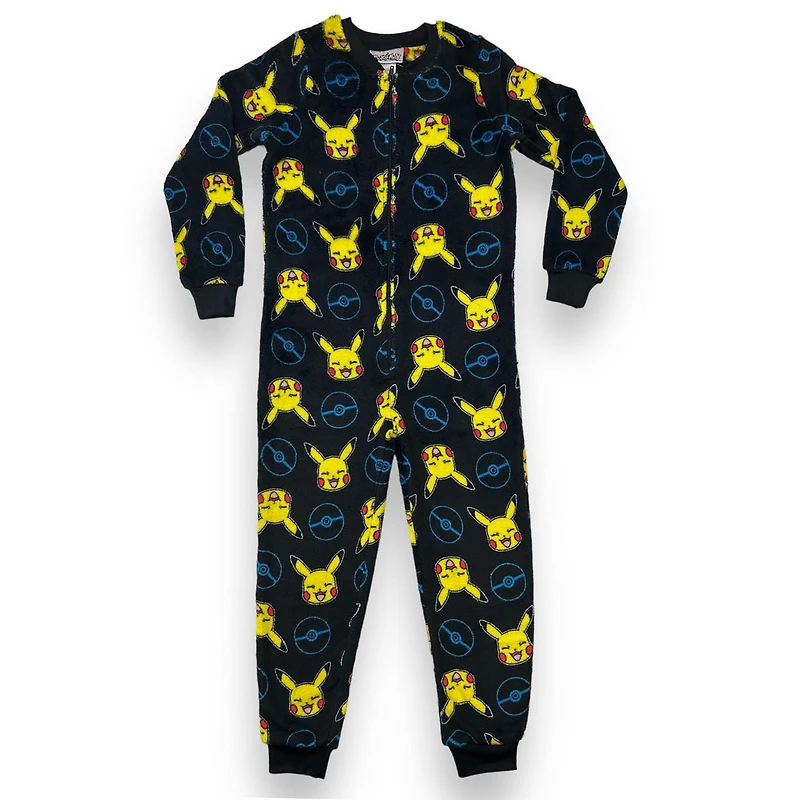 Pokemon Boys Onesie plush soft long sleeve with crewneck and zip up closure and comfortable cuffs on both the wrists and ankles, to keep the onesie from riding up
