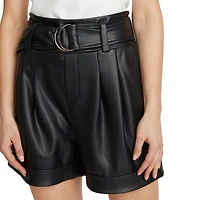 Mexx Women's Faux Leather Belted Shorts