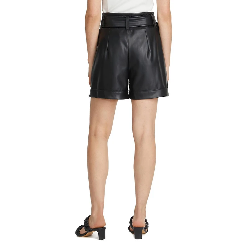 Mexx Women's Faux Leather Belted Shorts