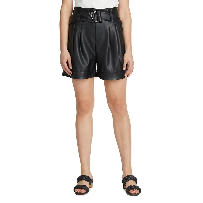 Mexx Women's Faux Leather Belted Shorts