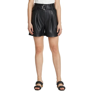 Mexx Women's Faux Leather Belted Shorts
