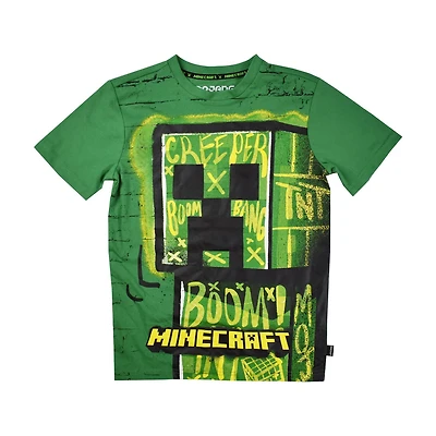 T-shirt à manches courtes Minecraft Graffiti Creep pour garçon
