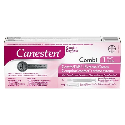 Canesten Combi 1 Day ComforTAB Yeast Infection Vaginal Tablet and External Cream, 1 Treatment