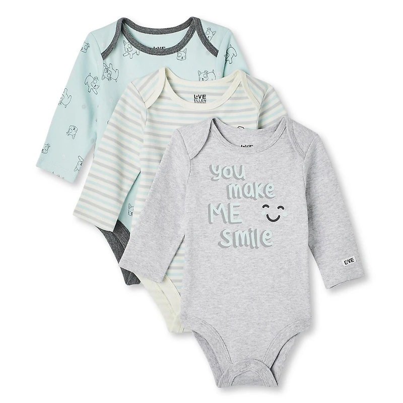 LOVE Ellen DeGeneres Infants' Unisex Bodysuits 3-Pack