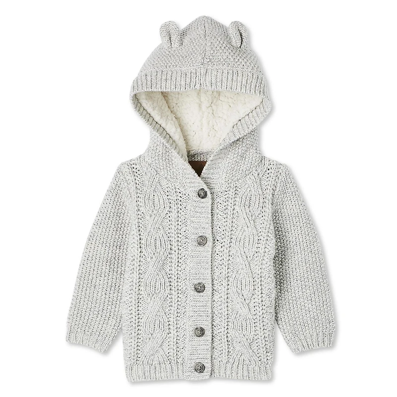 Chandail à capuchon en tricot torsadé Canadiana unisexe pour nourrissons