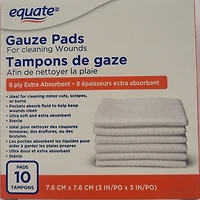 Tampons de gaze Equate 25 Tampons - 3" x 3"