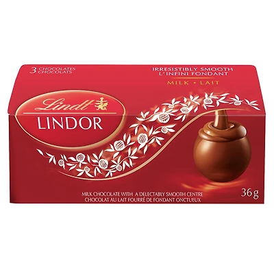 Truffes LINDOR au chocolat au lait de Lindt – Boîte de trois (36 g) 3x12g, 36g
