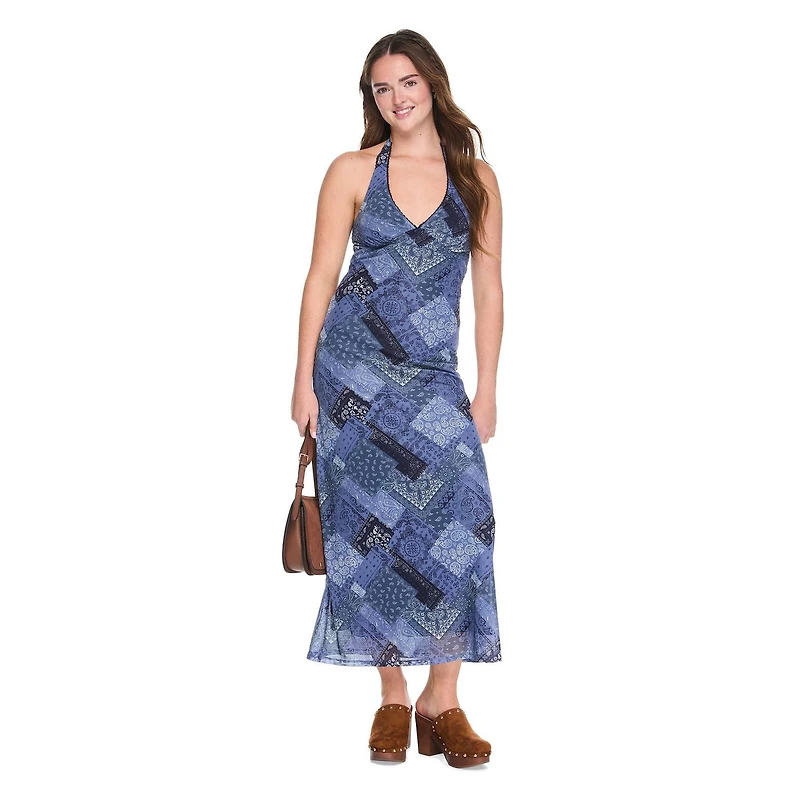 Wild Skye Women's Mesh Halter Maxi Dress