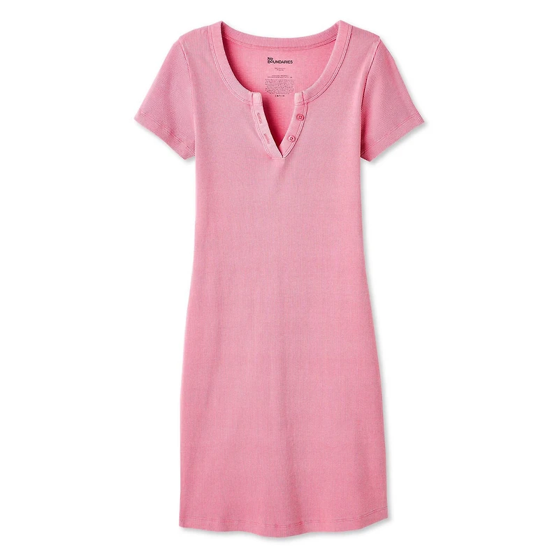 No Boundaries Women's Short-Sleeve Henley Dress