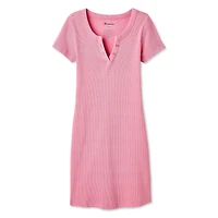 No Boundaries Women's Short-Sleeve Henley Dress