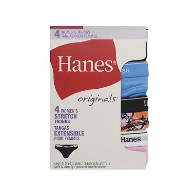 Hanes Originals Women's Stretch Thongs, pack of 4