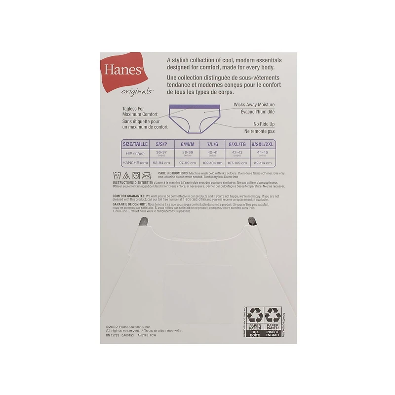 Hanes Originals culottes a la hanche extensibles pour femmes, packet de 4