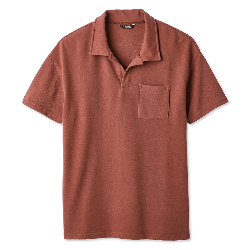 George Men's Textured Johnny Collar Polo